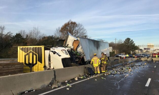 Truck crashes on I-64 in Norfolk, spills Pepsi cans onto roadway