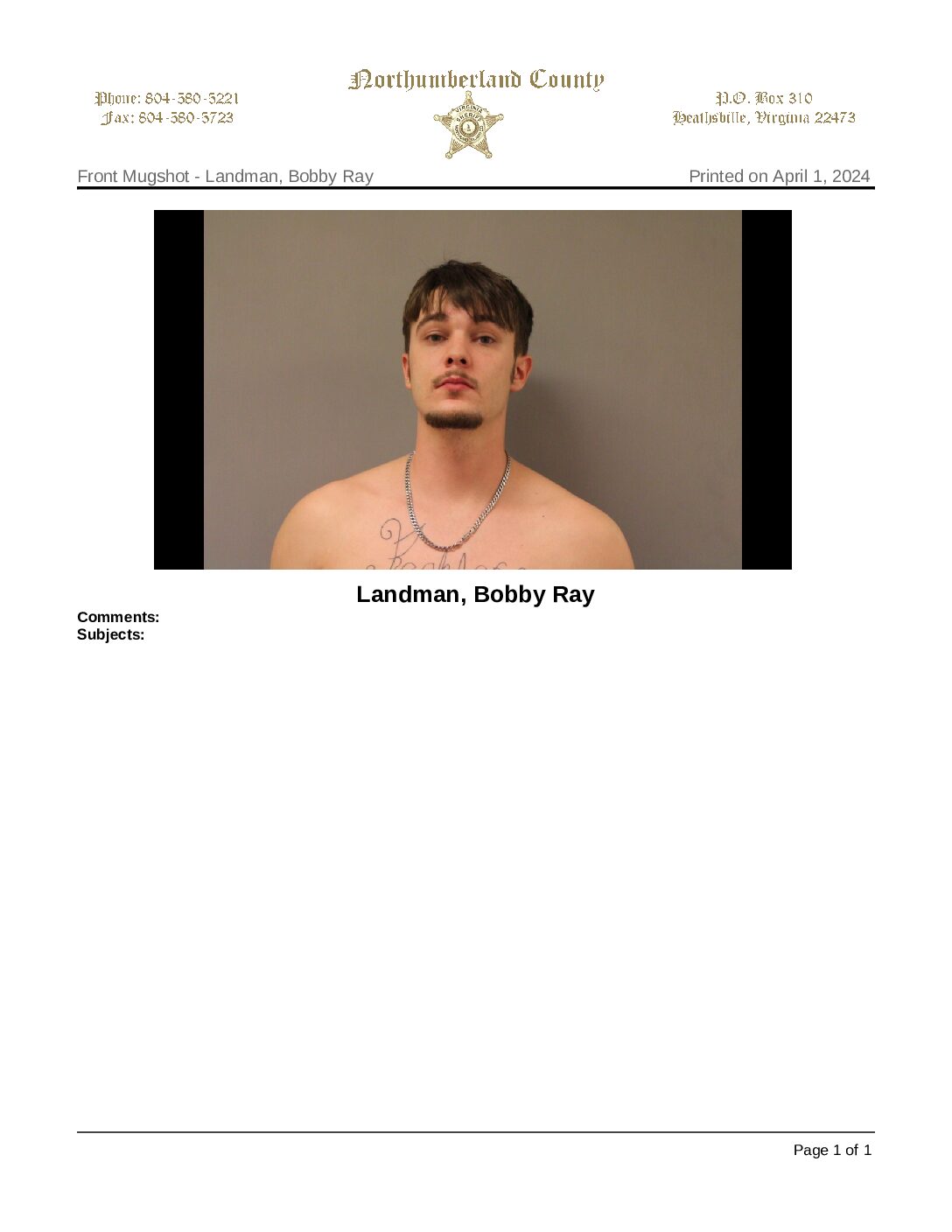 Arrest Made in Death of Heathsville Man