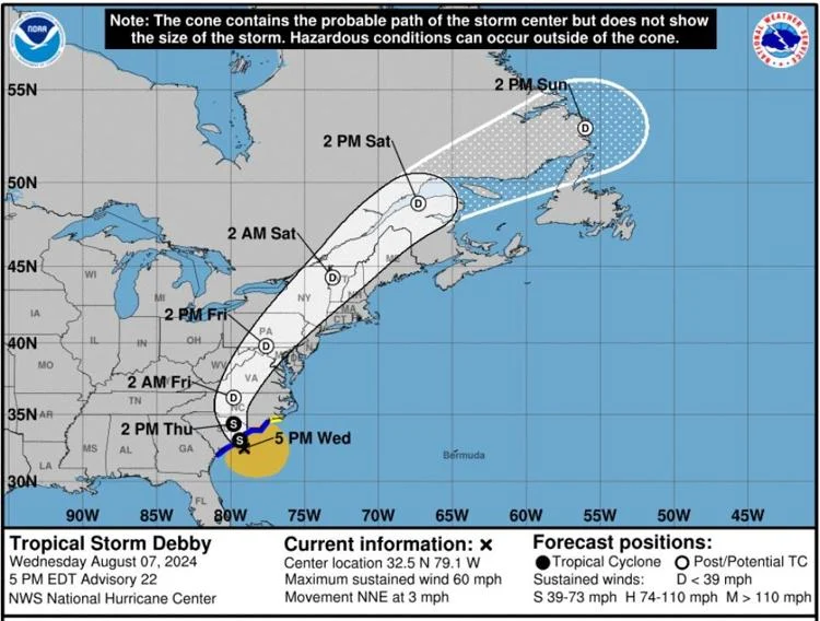 Tropical Storm Debby bringing rain, possible tornadoes to Richmond on Thursday