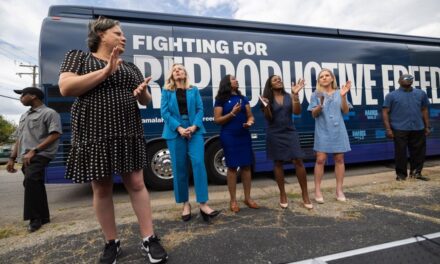 Harris backers stress reproductive rights as bus tour stops in Richmond