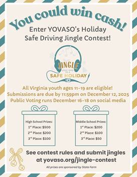 Safe Driving Holiday Jingle Competition Open for Virginia Youth and Teens   Enter for a Chance to Win $500