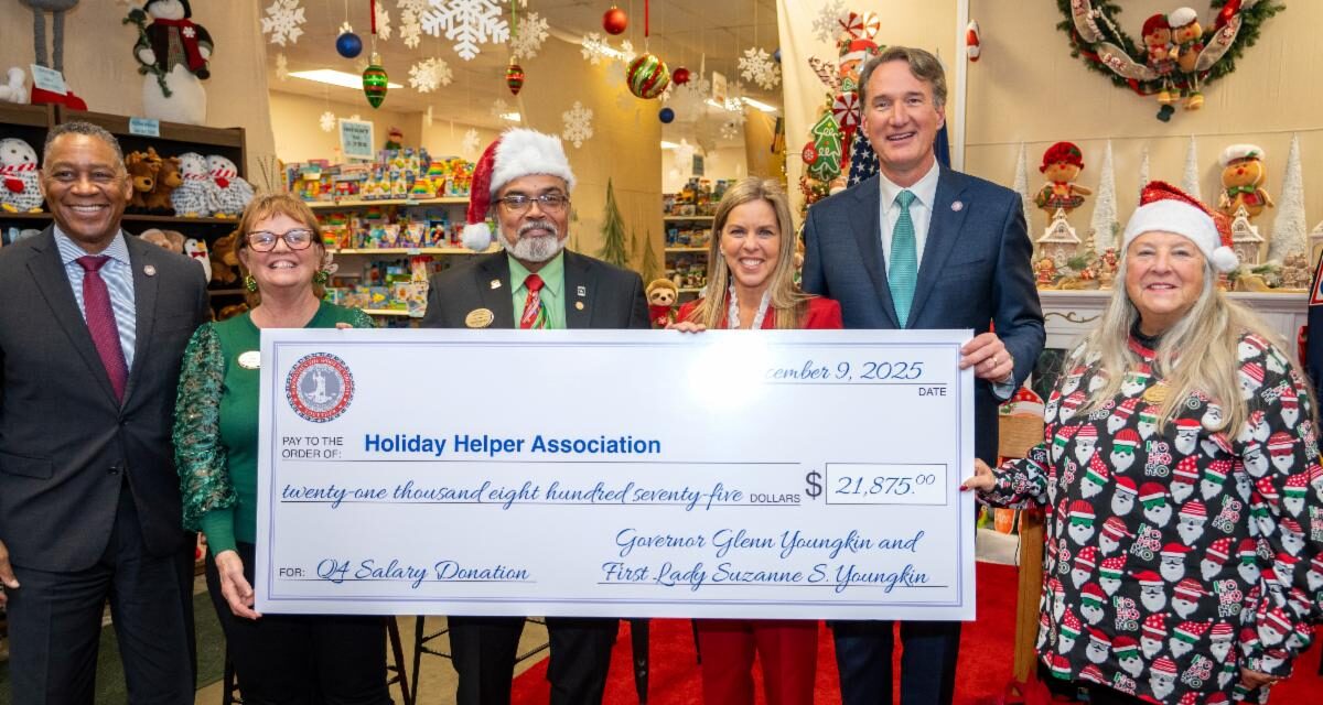 Governor Glenn Youngkin and First Lady Suzanne S. Youngkin Donate Salary to Benefit Fort Lee’s Holiday Helper Toy Store
